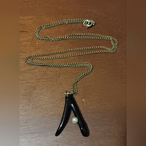 1950s Black Coral & Pearl Necklace Hawaiian Vintage